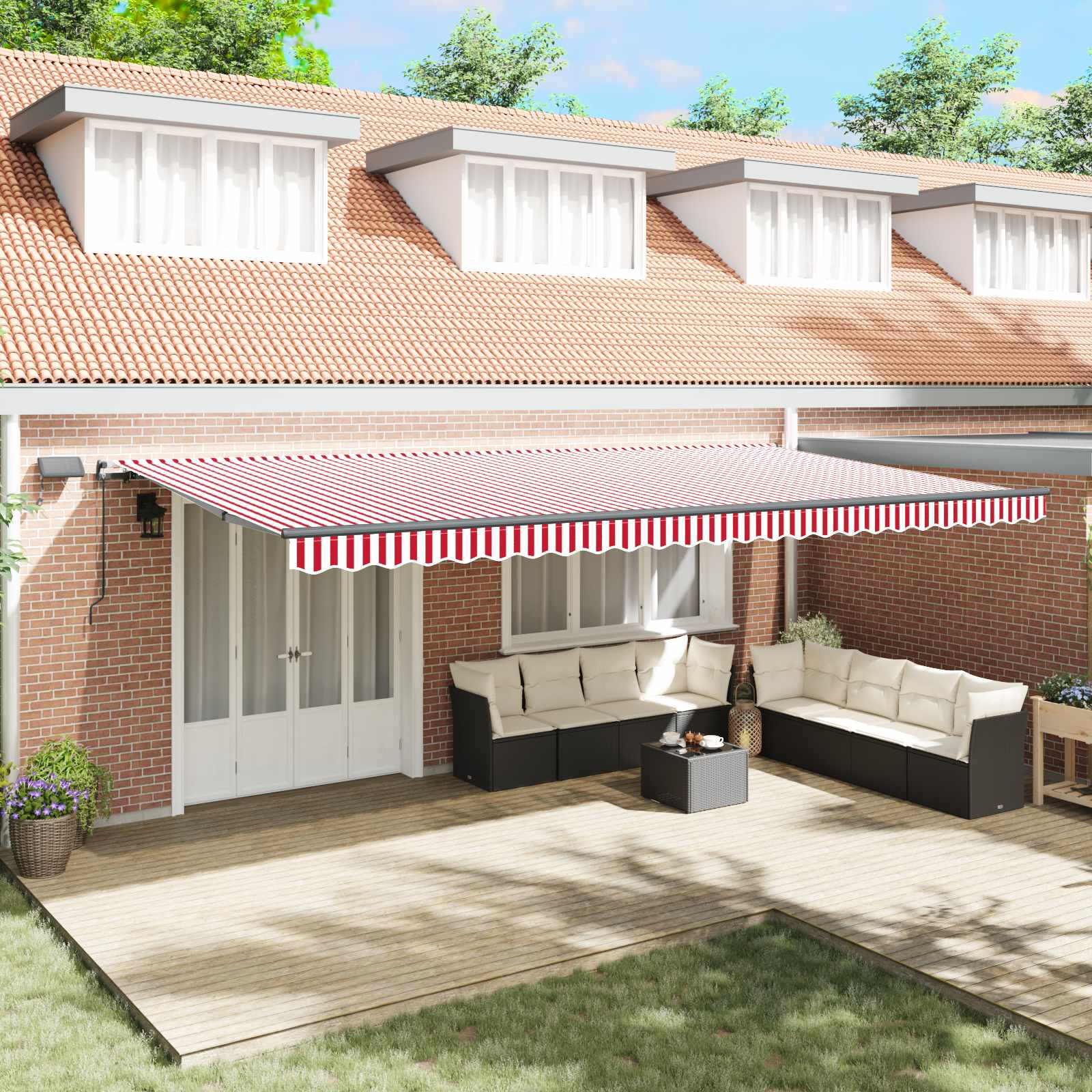 Ištraukiama markizė oranžinė ir ruda 300 x 250 cm audinys