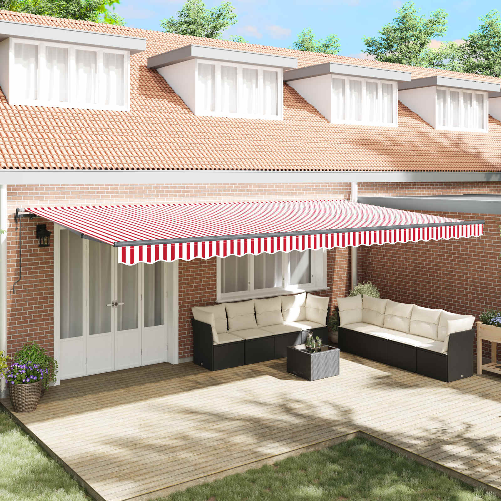 Ištraukiama markizė Raudona ir Juoda 350 x 250 cm