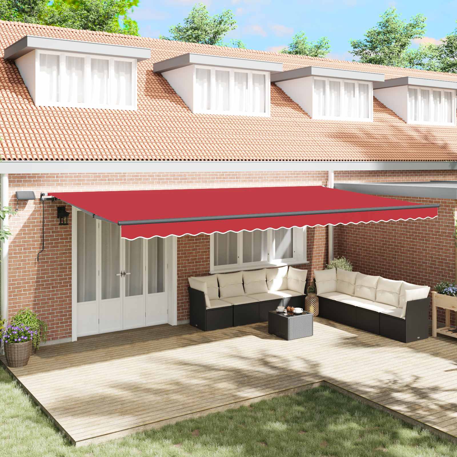 Ištraukiama markizė oranžinė ir ruda 300 x 250 cm audinys