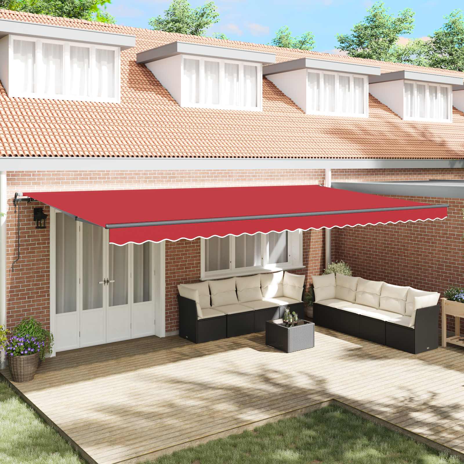 Ištraukiama markizė Raudona ir Juoda 350 x 250 cm