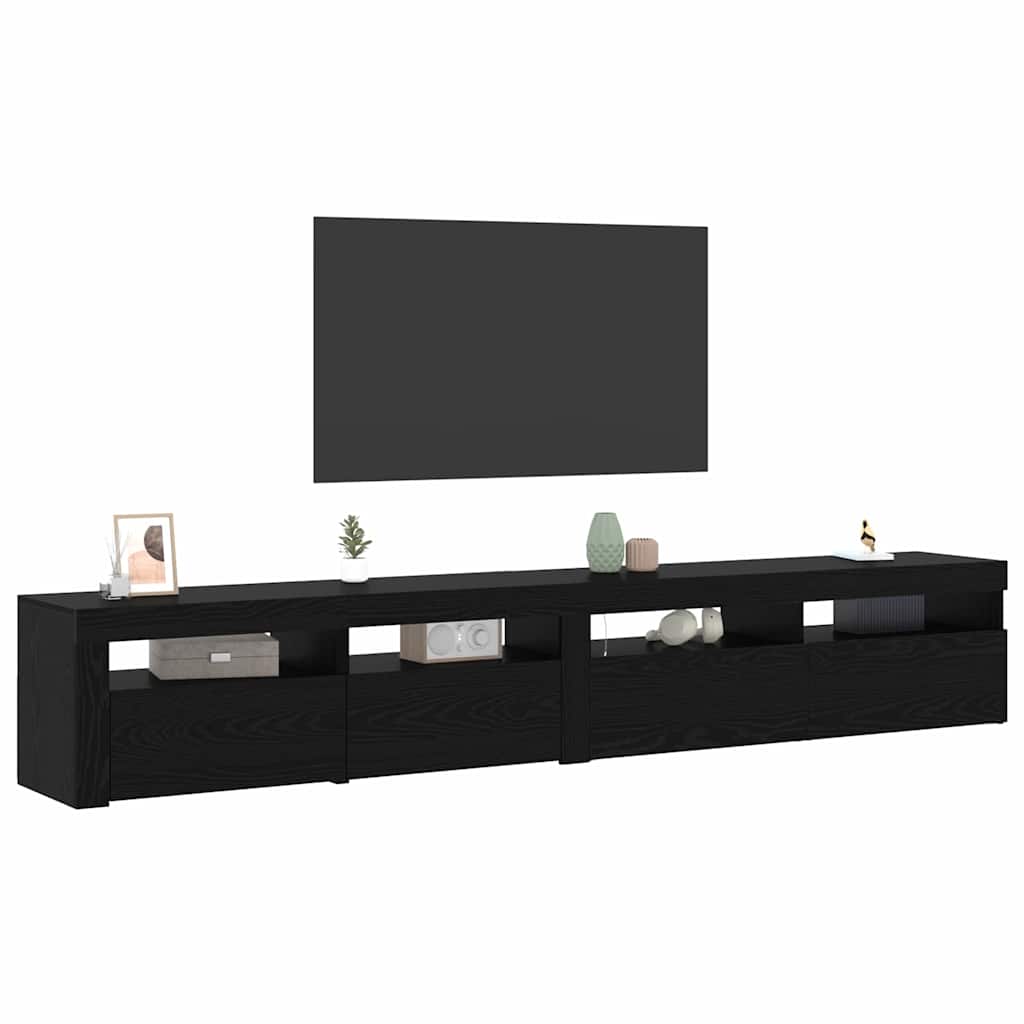 Televizoriaus spintelė 2 pcs Juodas ąžuolas 240 x 35 x 40 cm