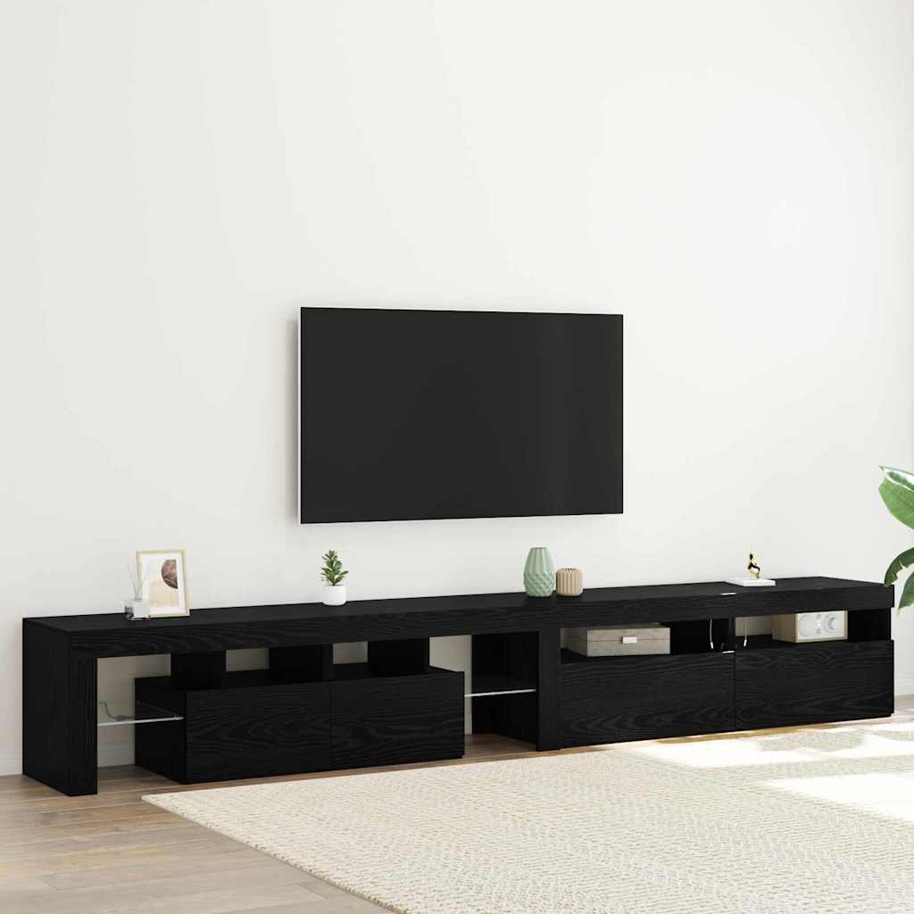 Televizoriaus spintelė 3 pcs Juodas ąžuolas 260 x 37 x 40 cm
