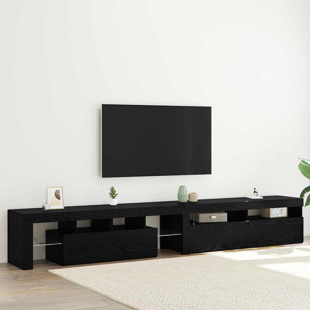 Televizoriaus spintelė 2 pcs Juodas ąžuolas 260 x 37 x 40 cm
