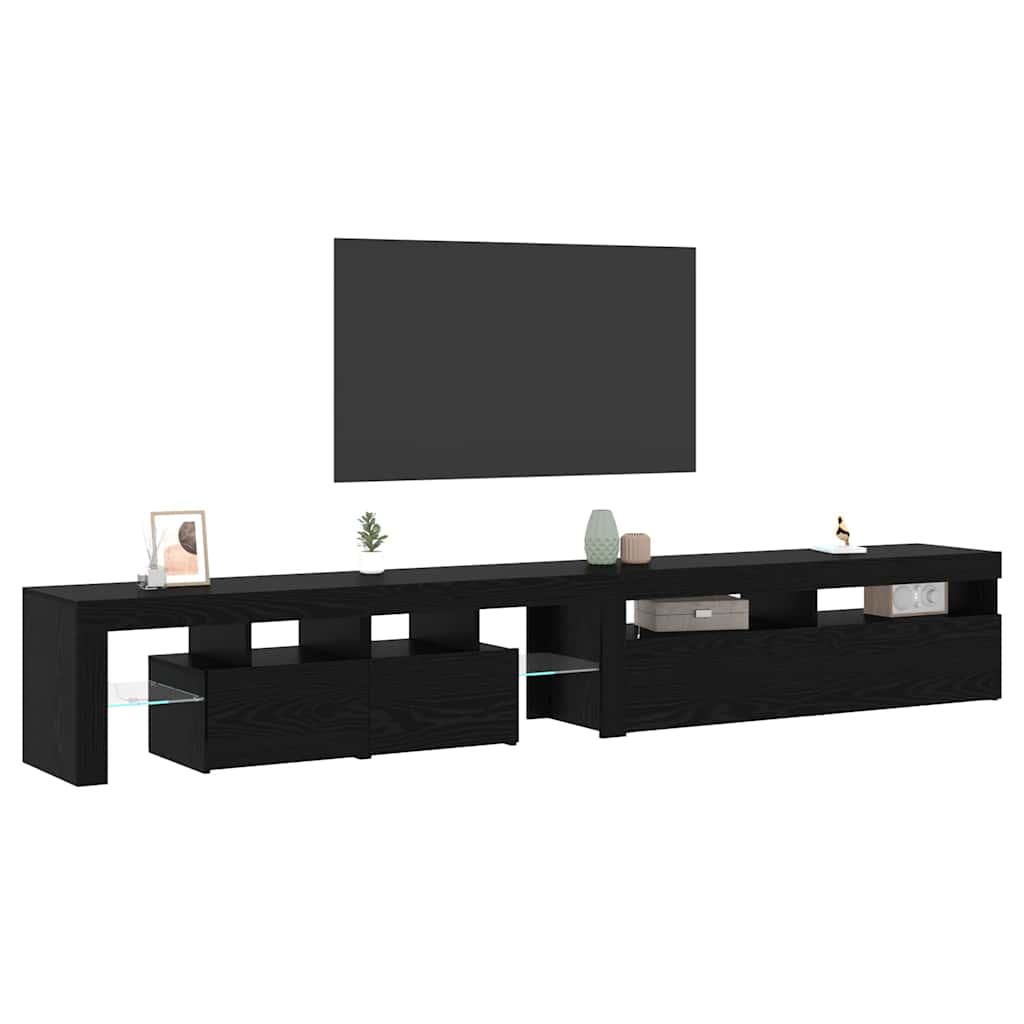 Televizoriaus spintelė 2 pcs Juodas ąžuolas 260 x 37 x 40 cm