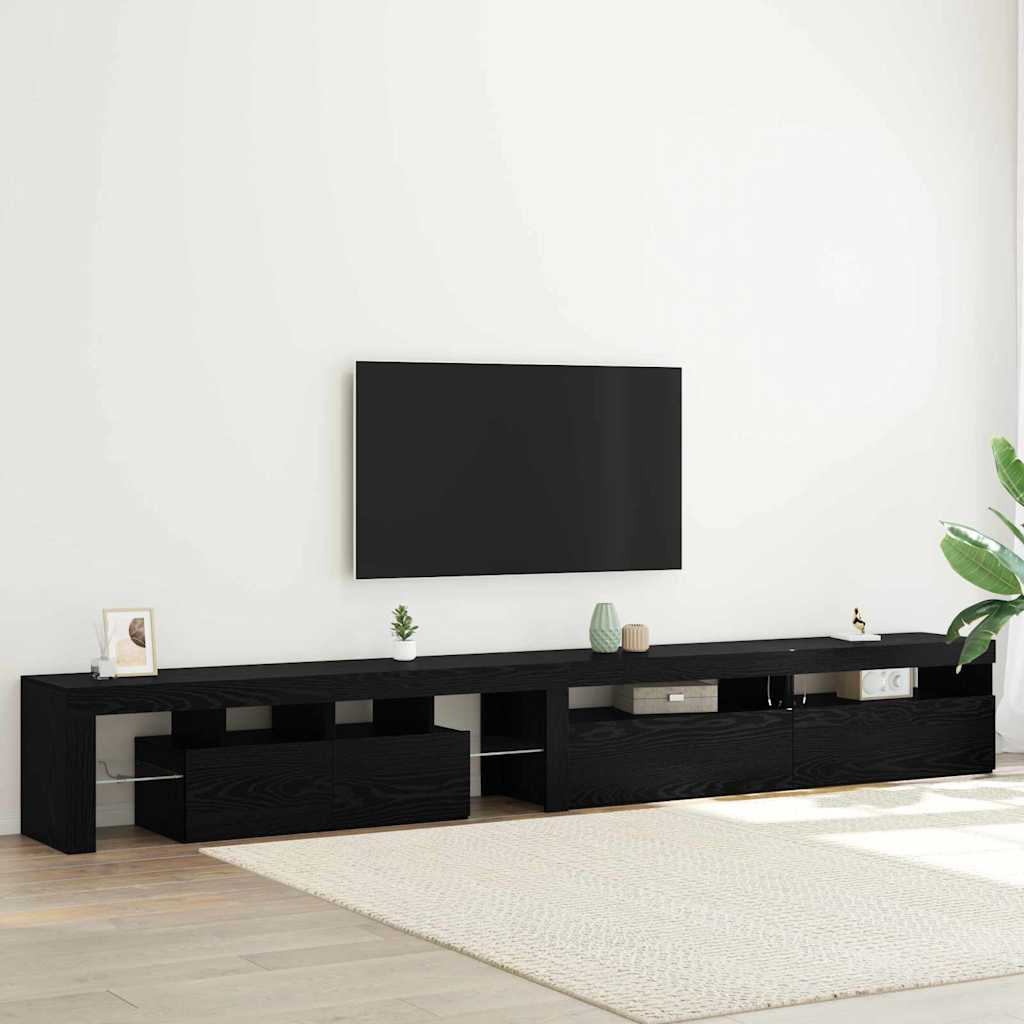Televizoriaus spintelė 3 pcs Juodas ąžuolas 260 x 37 x 40 cm