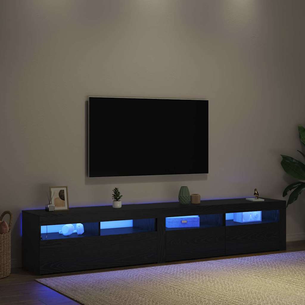 Televizoriaus spintelė 2 pcs Juodas ąžuolas 210 x 35 x 40 cm