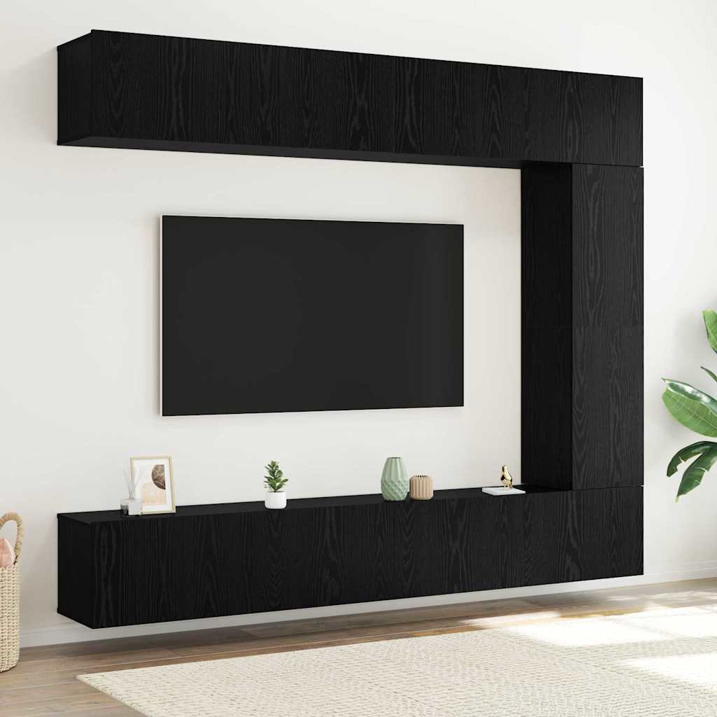 TV spintelių komplektas 5 pcs Juodas ąžuolas Apdirbta mediena