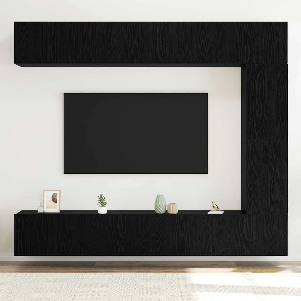 TV spintelių komplektas 5 pcs Juodas ąžuolas Apdirbta mediena