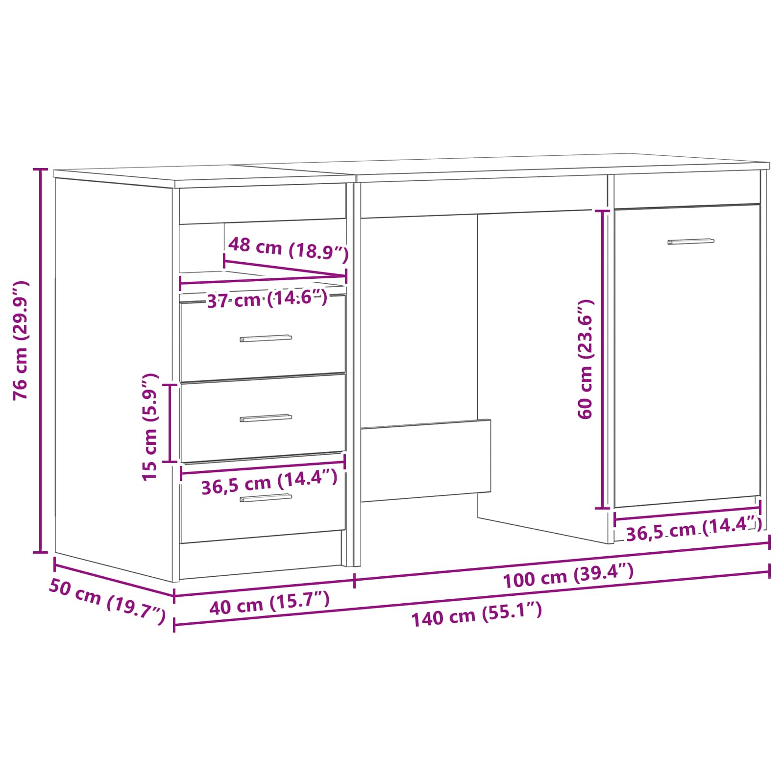Stalas 2 pcs Juodas ąžuolas 140 x 50 x 76 cm Apdirbta mediena