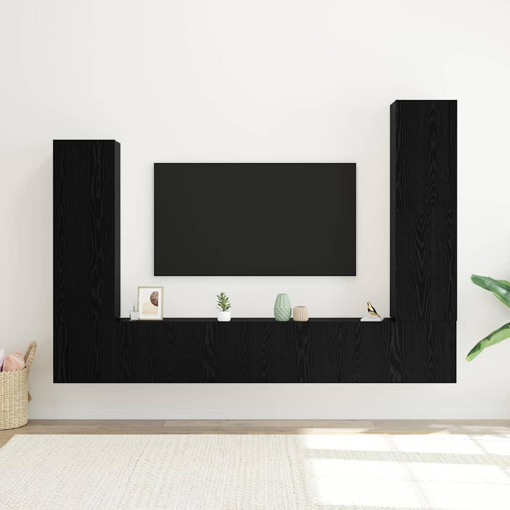 TV spintelių komplektas 4 pcs Juodas ąžuolas Apdirbta mediena
