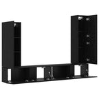 TV spintelių komplektas 4 pcs Juodas ąžuolas Apdirbta mediena