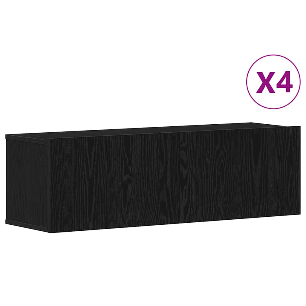 TV spintelių komplektas 4 pcs Juodas ąžuolas 100 x 30 x 30 cm