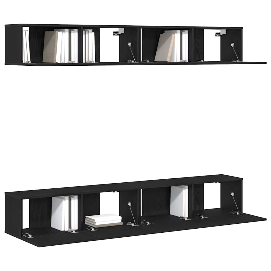 TV spintelių komplektas 4 pcs Juodas ąžuolas 100 x 30 x 30 cm