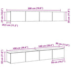 TV spintelių komplektas 4 pcs Juodas ąžuolas 100 x 30 x 30 cm
