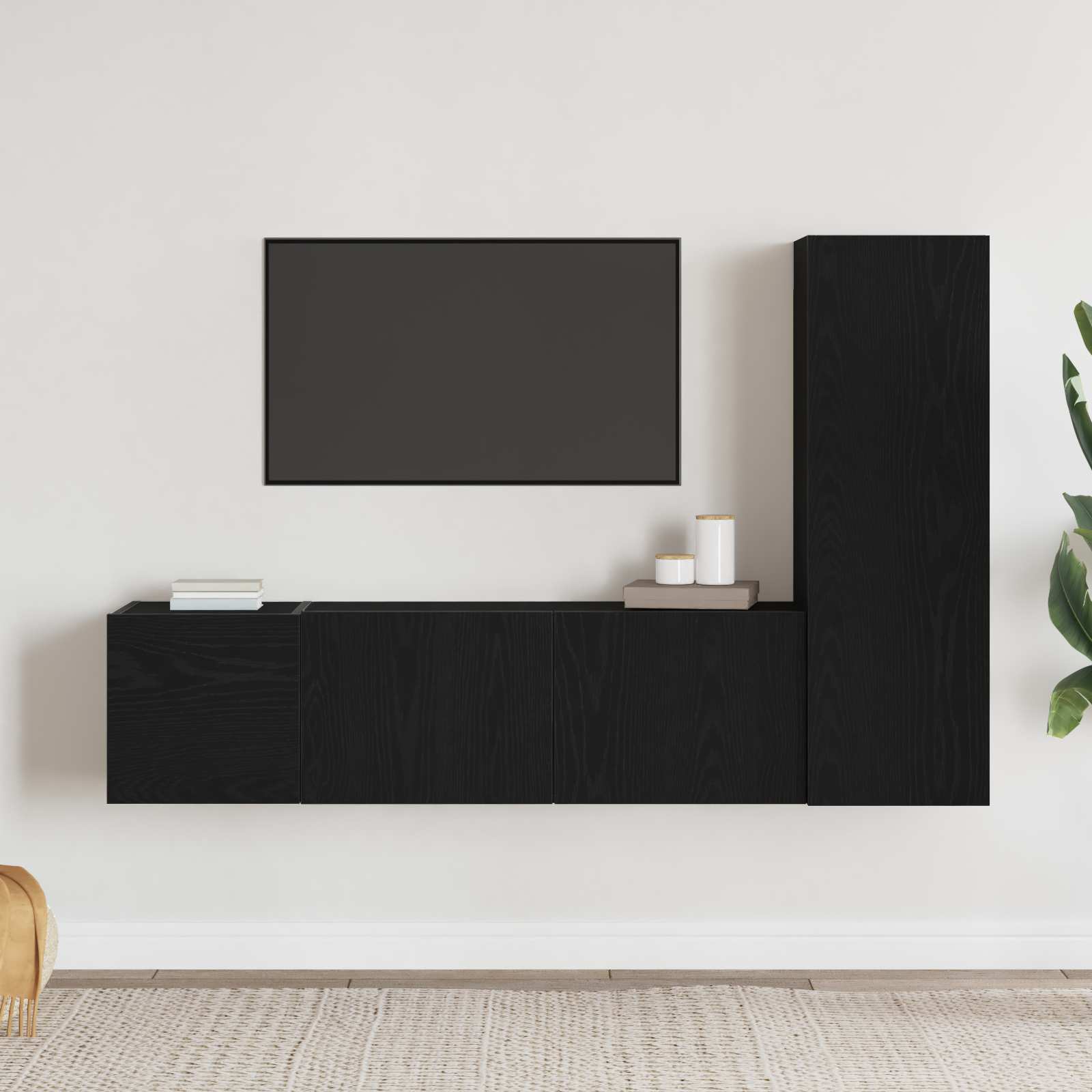 TV spintelių komplektas 3 pcs Juodas ąžuolas