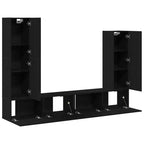 TV spintelių komplektas 6 pcs Juodas ąžuolas Apdirbta mediena