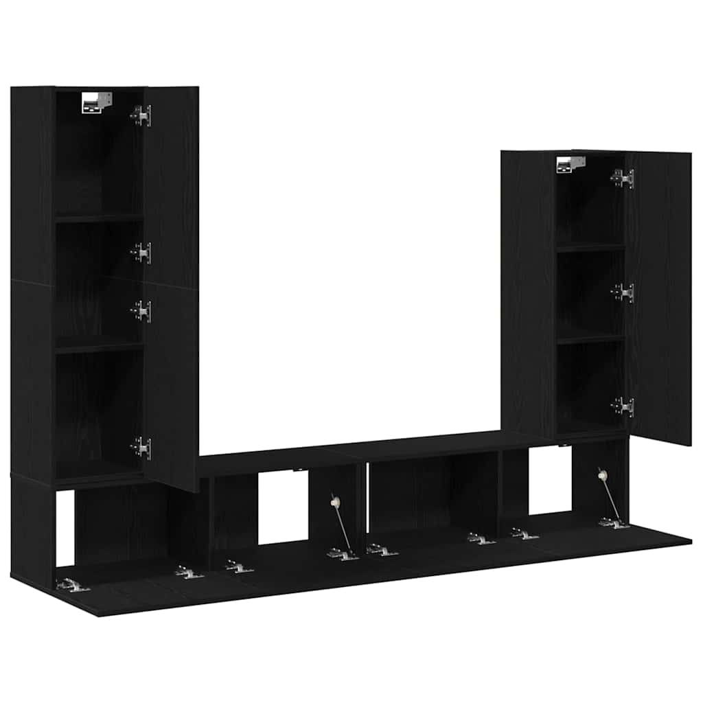 TV spintelių komplektas 6 pcs Juodas ąžuolas Apdirbta mediena