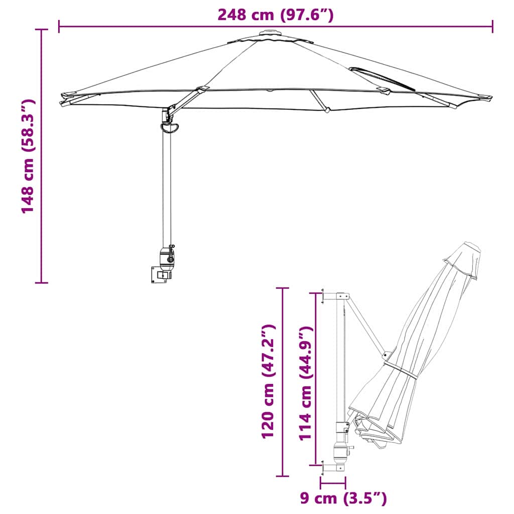 Sodo skėtis 248 x 248 x 148 cm