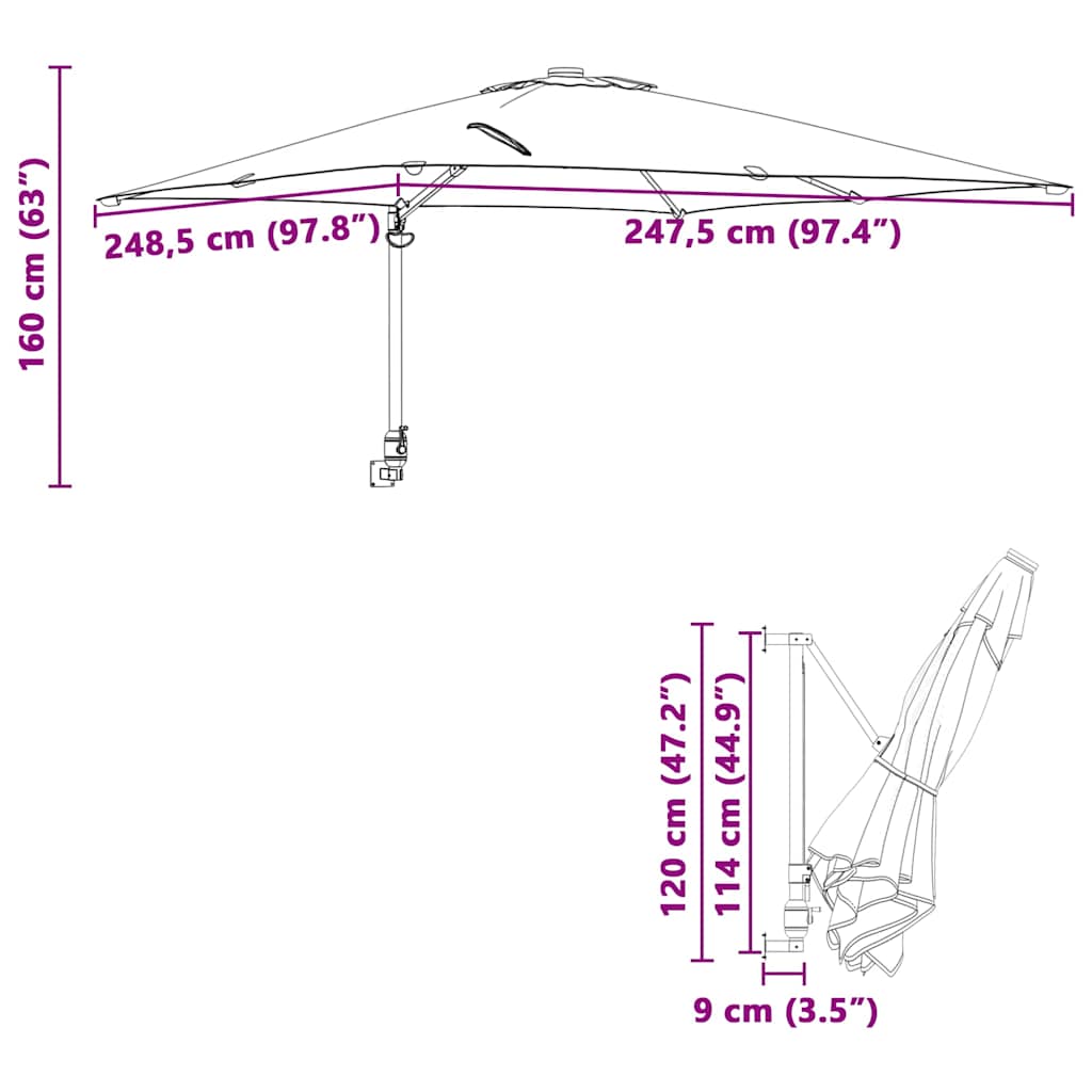 Sodo skėtis 248,5 x 247,5 x 160 cm