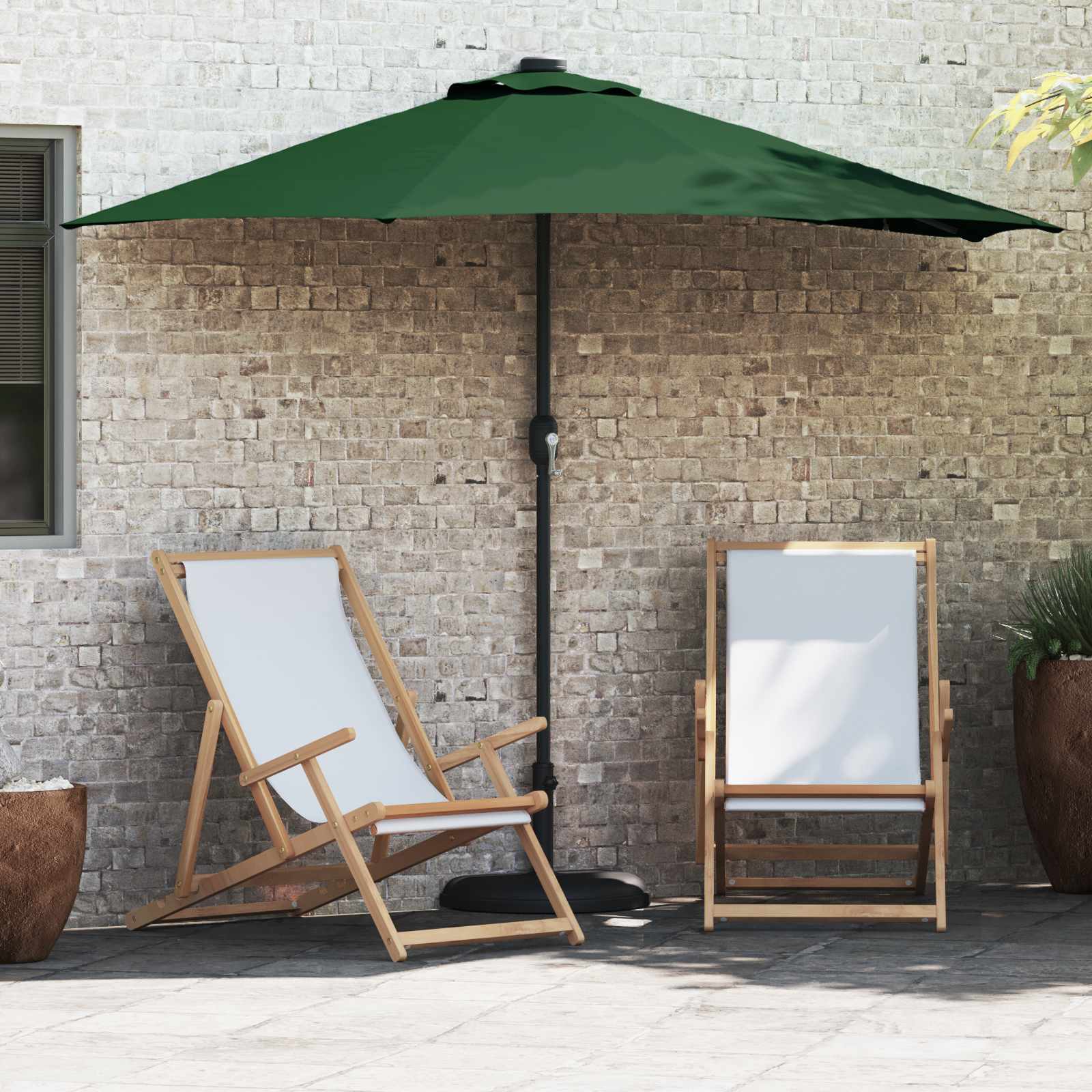 Sodo skėtis Smėlio 294 x 150 x 224 cm Poliesteris ir plienas