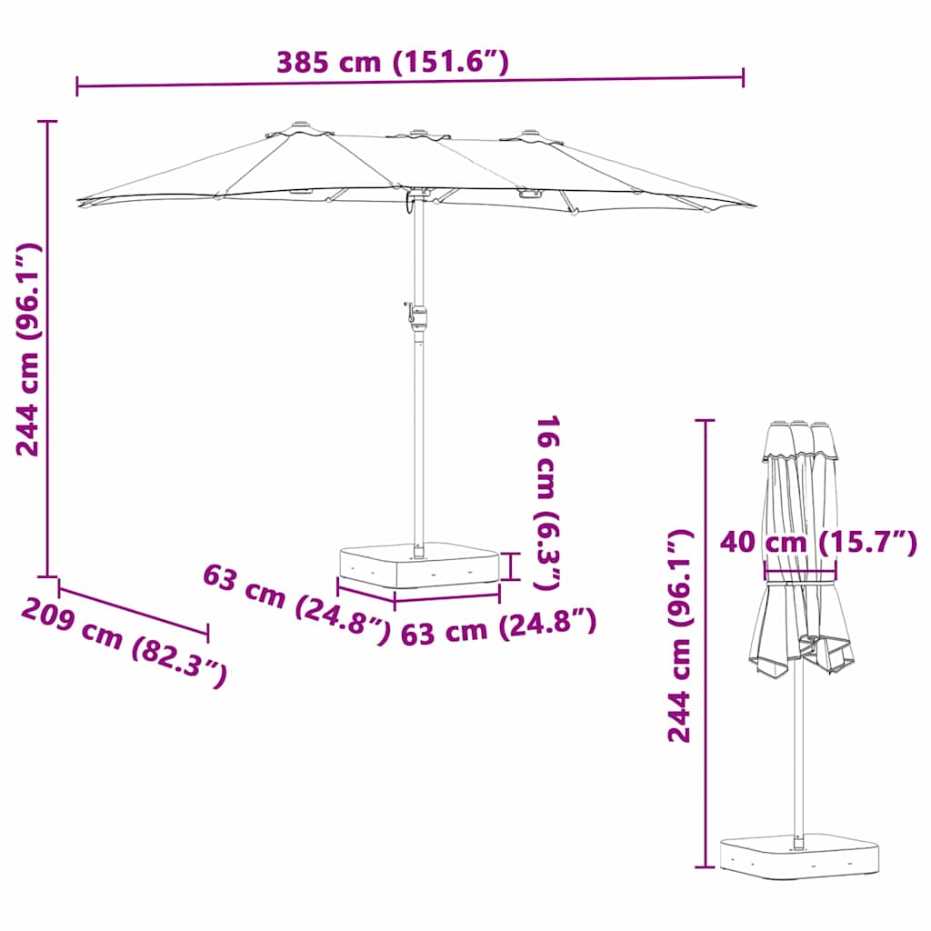 Sodo skėtis 385 x 209 x 244 cm