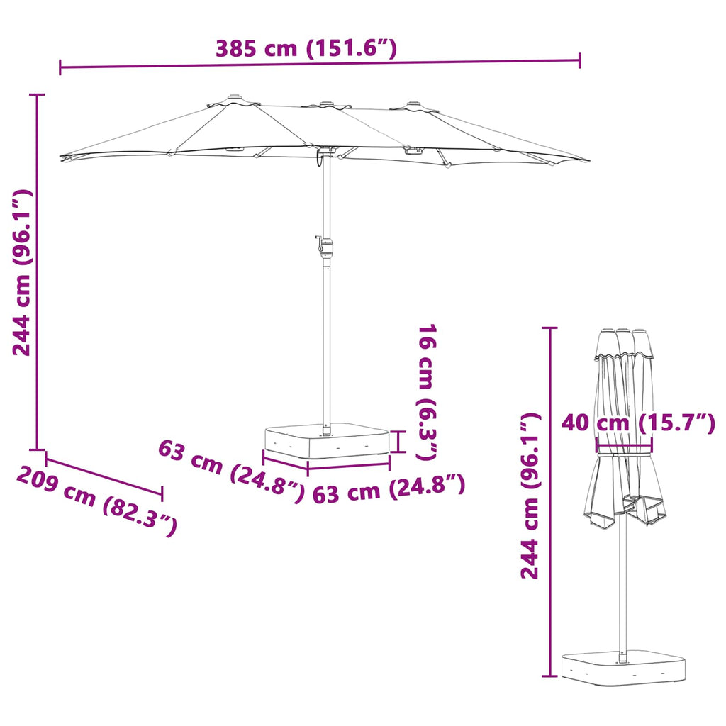 Sodo skėtis 385 x 209 x 244 cm Poliesteris