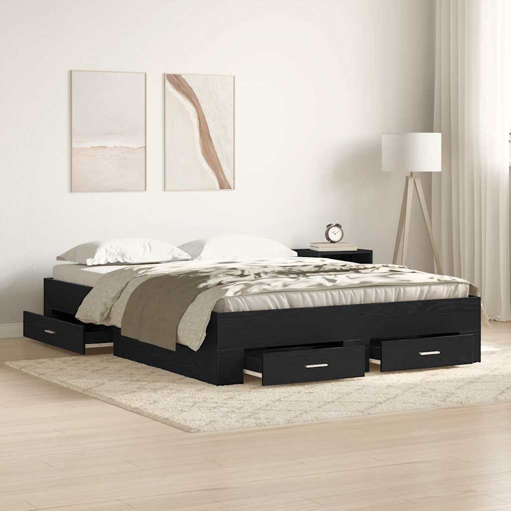 Lovos rėmas Juodas ąžuolas 160 x 200 cm Apdirbta mediena