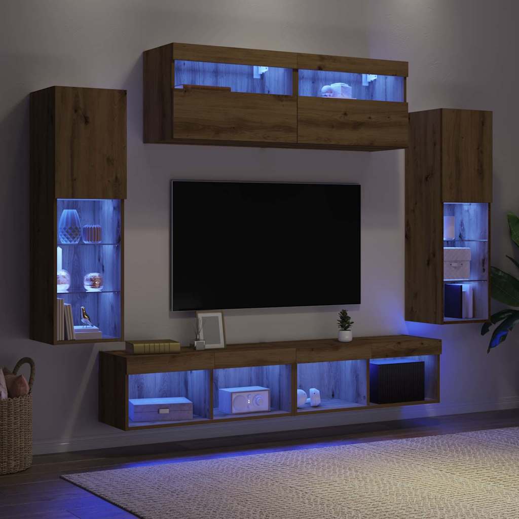 TV spintelių komplektas 6 pcs artisano ąžuolo Apdirbta mediena