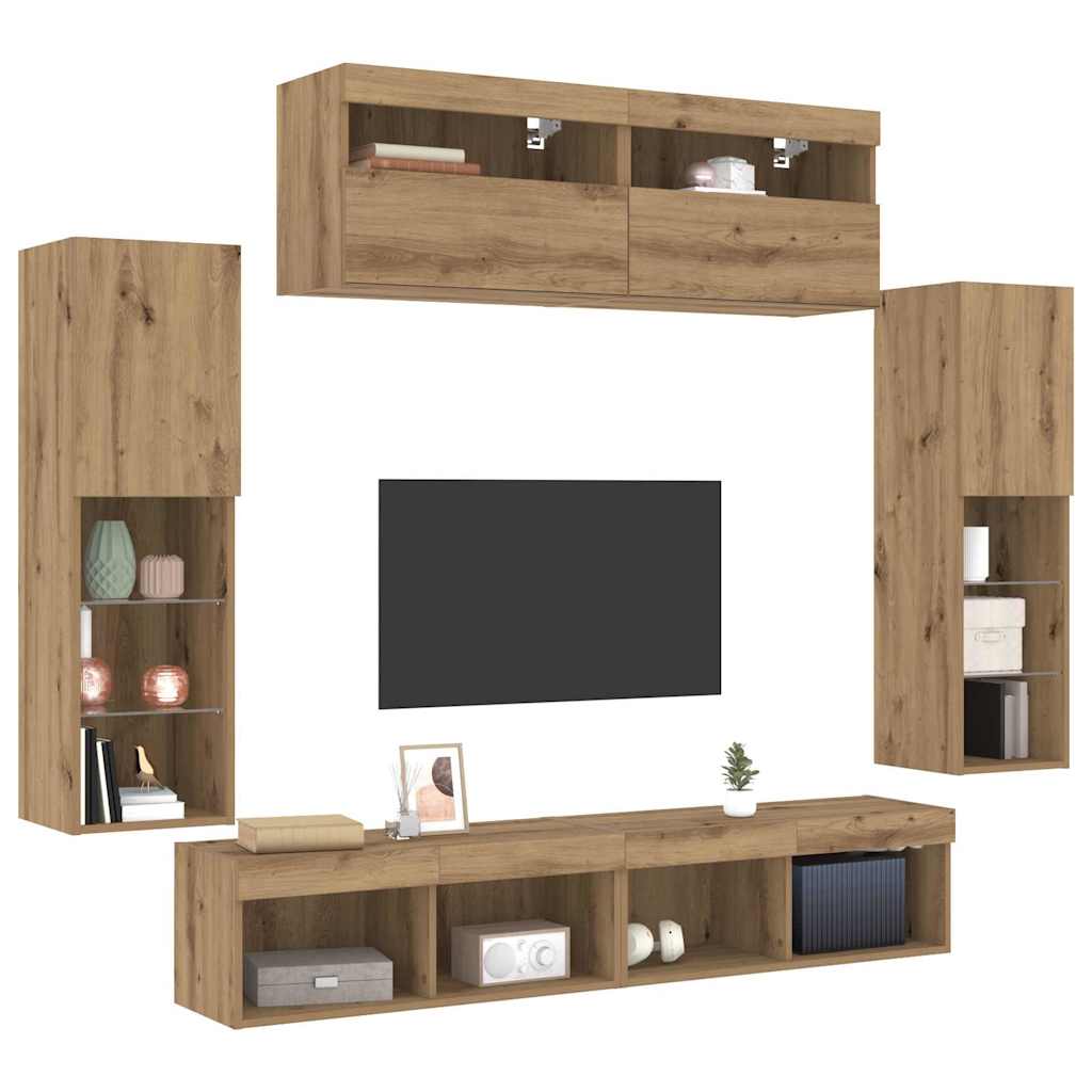 TV spintelių komplektas 6 pcs artisano ąžuolo Apdirbta mediena
