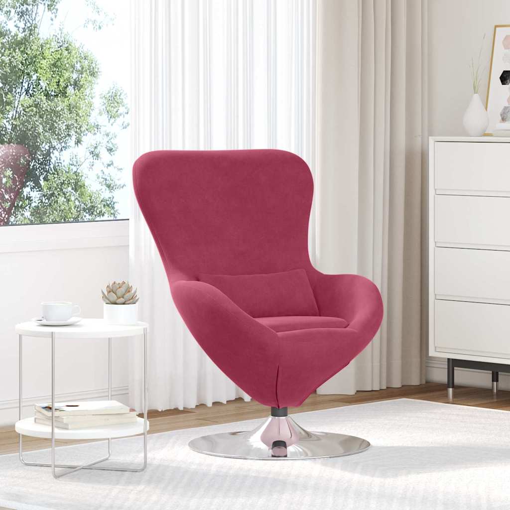 Kiaušinio formos krėslas Vyno raudona 63 x 73 x 90 cm Aksomas