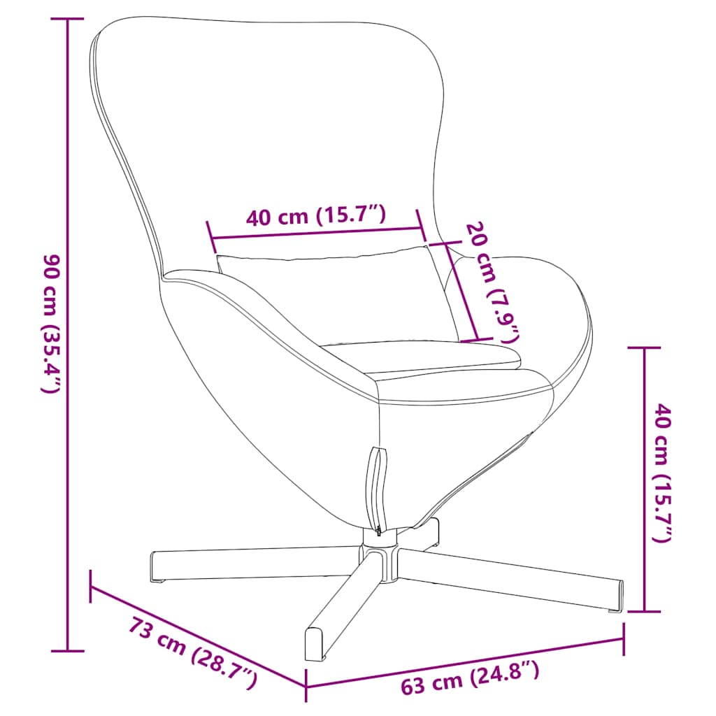 Kiaušinio formos krėslas Kreminė 63 x 73 x 90 cm audinys