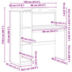 Kreidas stalas su lentyna Balta ir pilka 120 x 45 x 118,5 cm