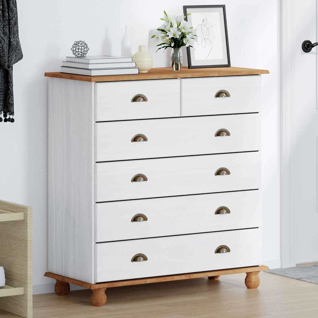 Komoda ASKIM Balta 91 x 40 x 95.5 cm Pušies medienos masyvas