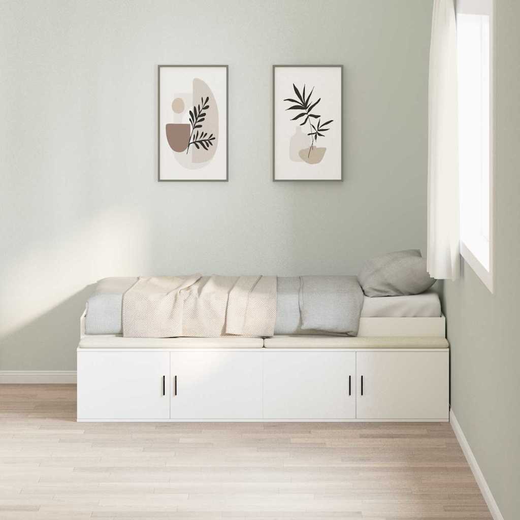 Lovos rėmas su stalčių Balta 80 x 200 cm Apdirbta mediena