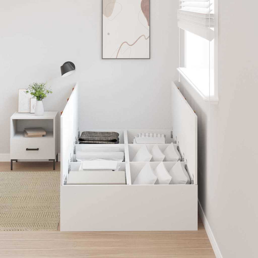 Lova su daiktų laikymo vieta Balta 90 x 200 cm Apdirbta mediena