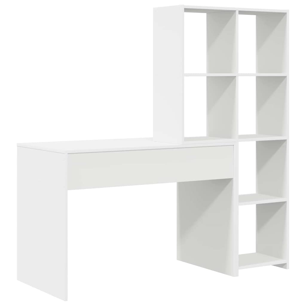 Stalas su lentyna Balta 138,5 x 55 x 143 cm Apdirbta mediena