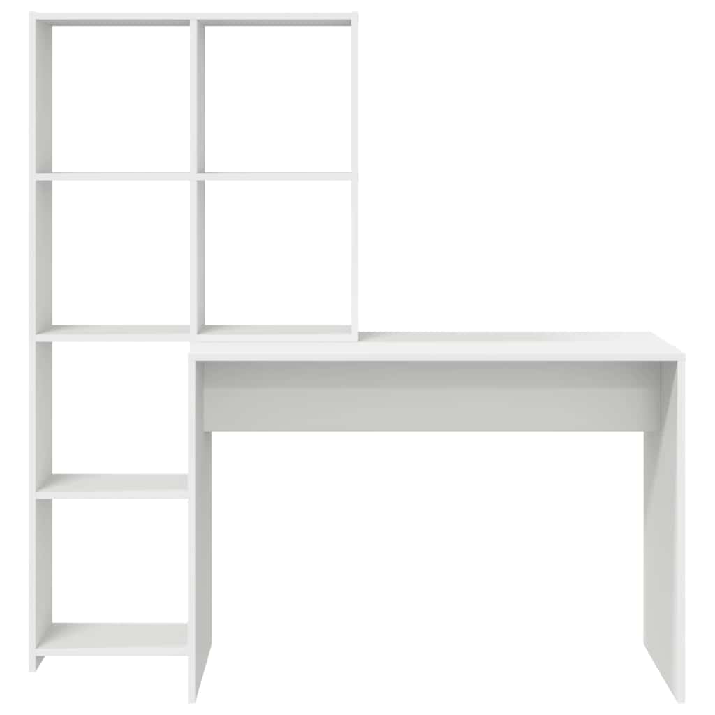 Stalas su lentyna Balta 138,5 x 55 x 143 cm Apdirbta mediena
