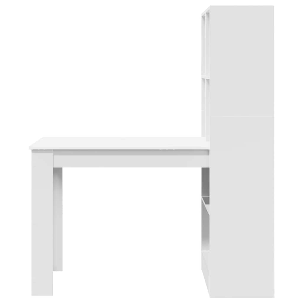 Stalas su lentyna Balta 122 x 67 x 145 cm Apdirbta mediena