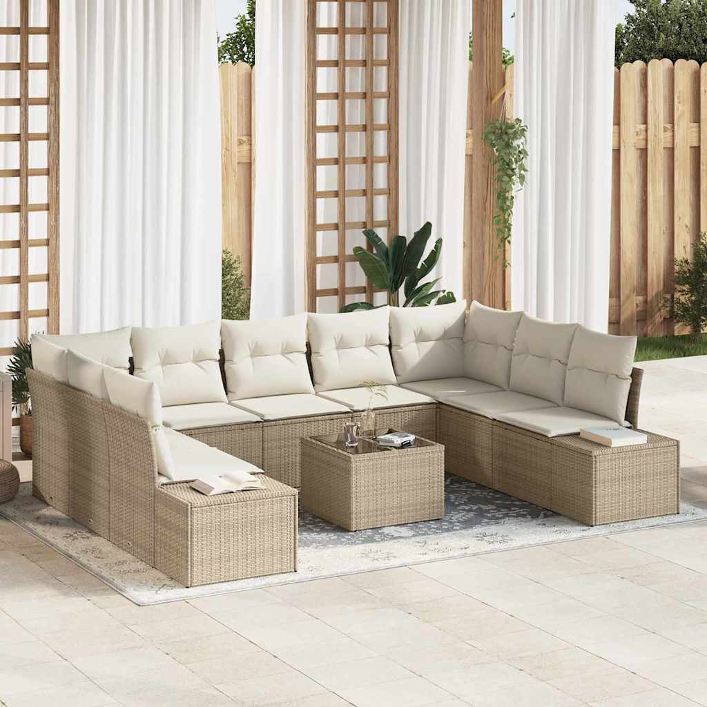 Sodo Sofų Rinkinys su pagalve 9 dalių Juoda poliratanas