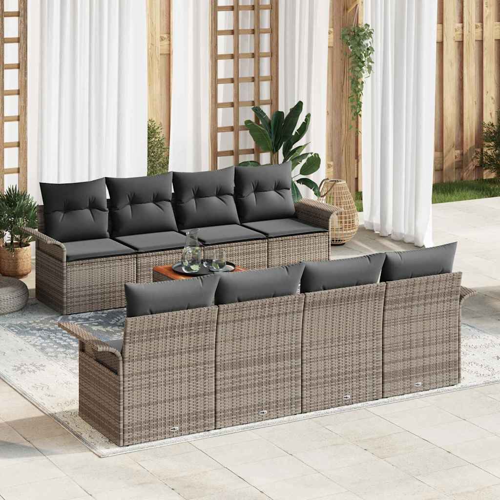Sodo Sofų Rinkinys su pagalve 9 dalių Juoda poliratanas