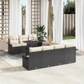 Sodo Sofų Rinkinys su pagalve 8 dalių Juoda poliratanas