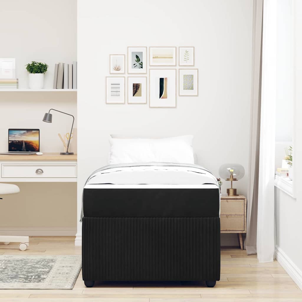 Lovos rėmas su čiužiniu Juoda 90 x 200 cm audinys