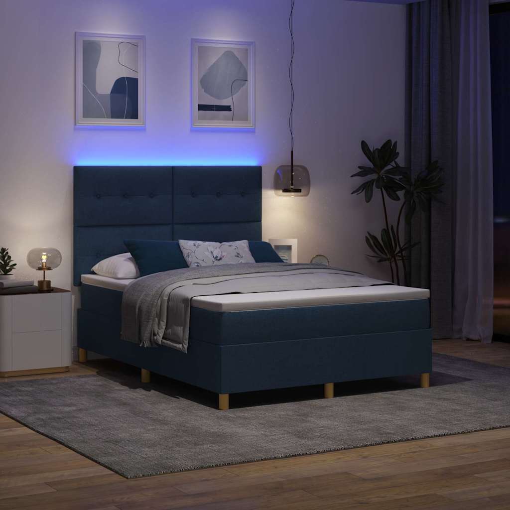 LED Čiužinio Lova su galvūgalio Mėlyna 160 x 200 cm audinys