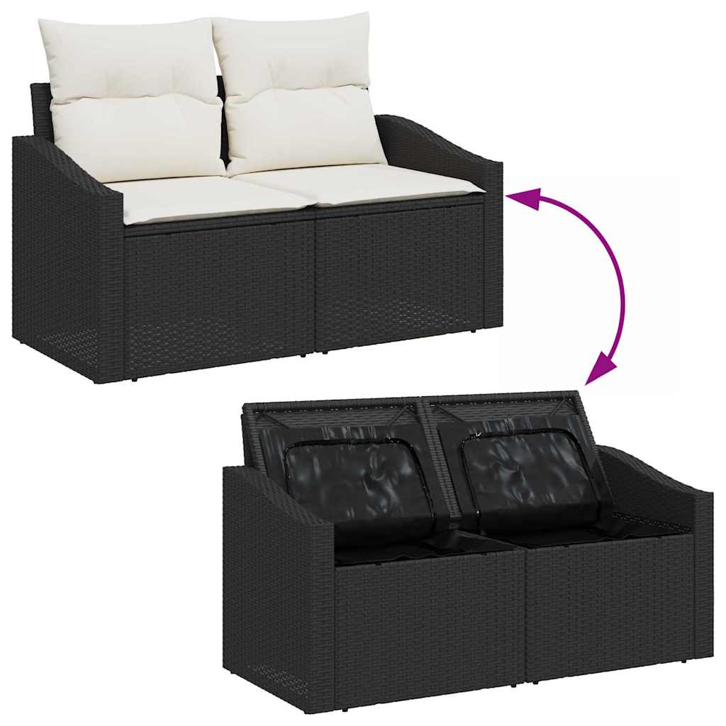 Sodo Sofų Rinkinys 10 dalių Juoda ir kreminė poliratanas