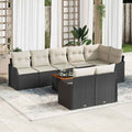 Sodo Sofų Rinkinys 9 dalių Juoda ir kreminė poliratanas