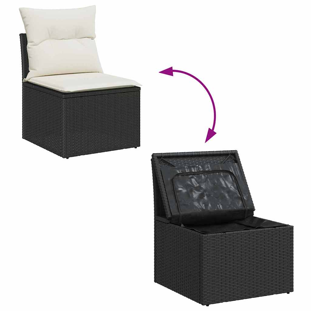 Sodo Sofų Rinkinys 9 dalių Juoda ir kreminė poliratanas