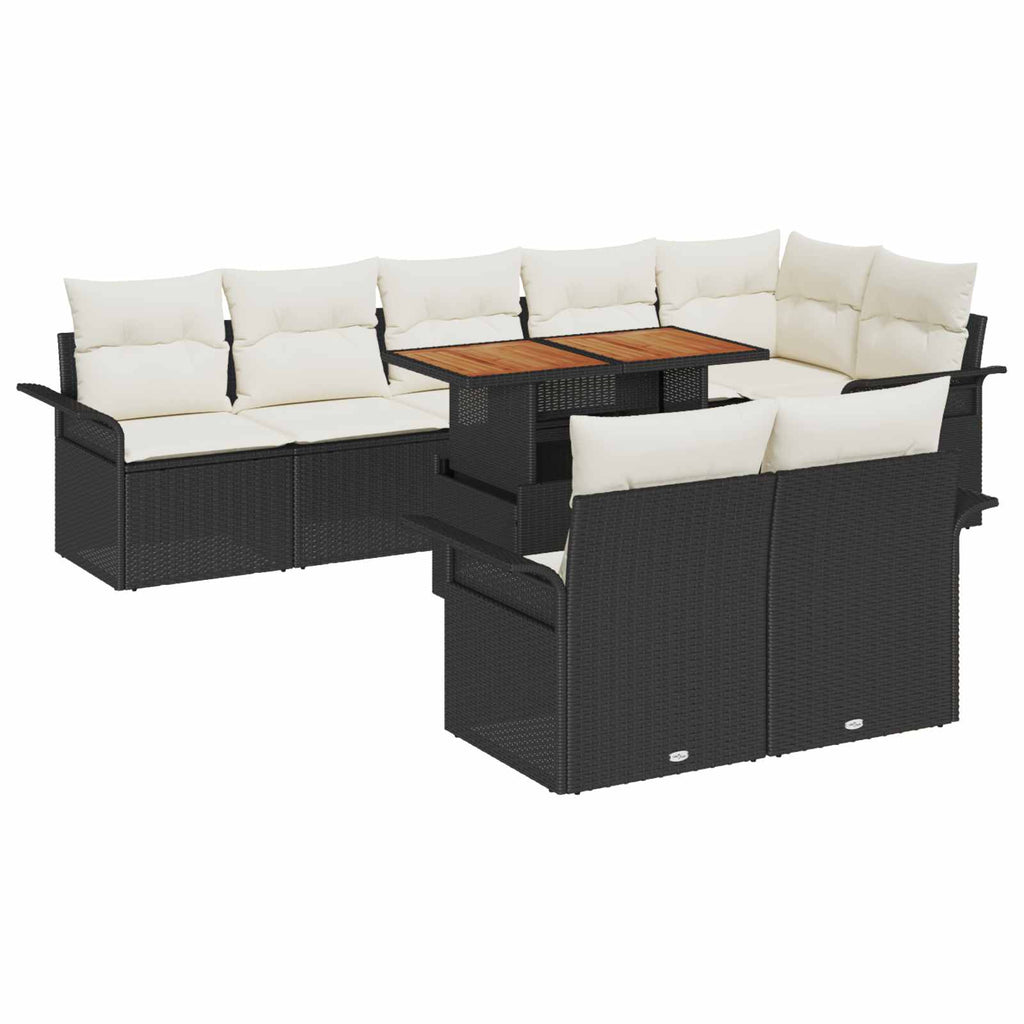Sodo Sofų Rinkinys su saugykla 9 dalių Juoda Poli ratanas