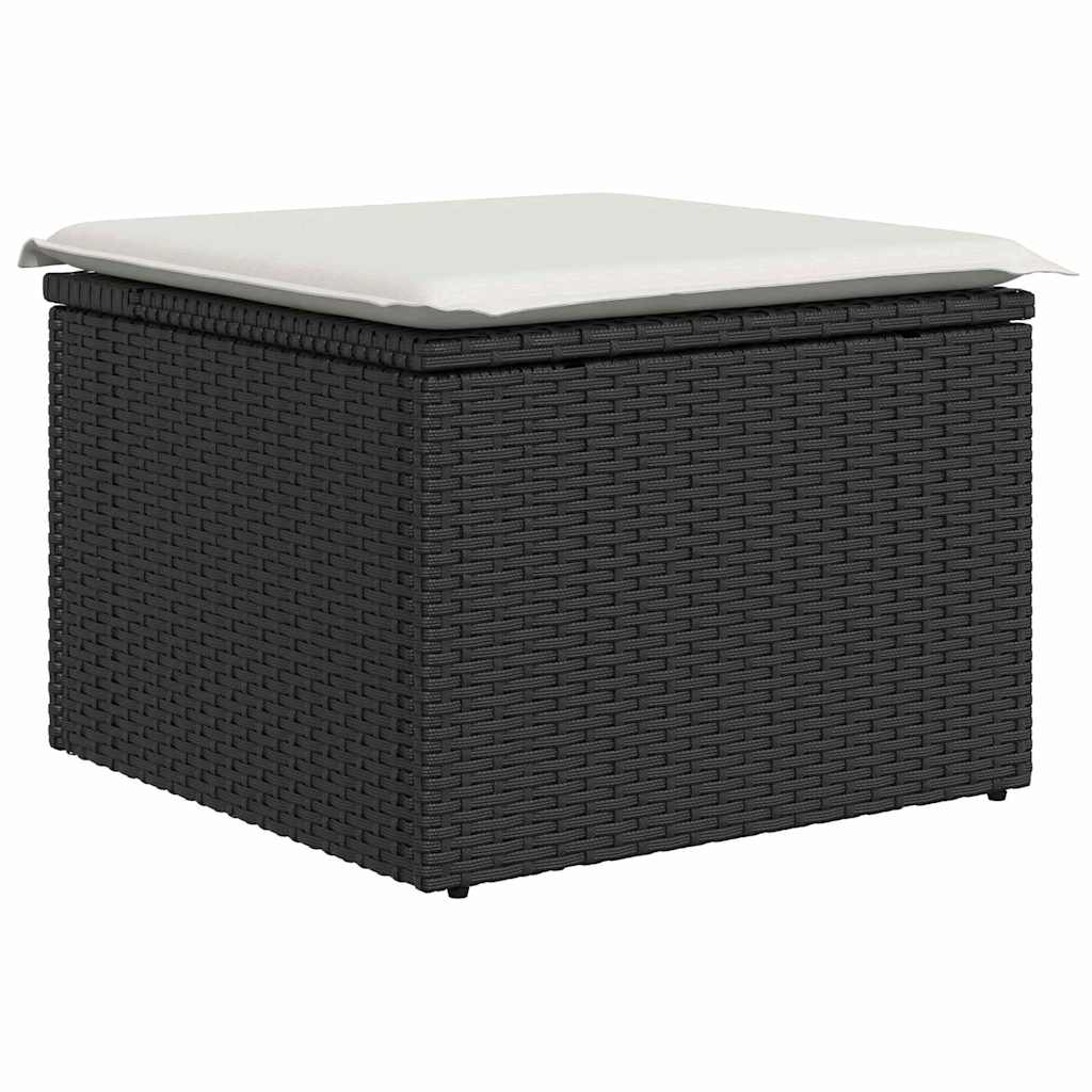 Sodo Sofų Rinkinys su saugykla 9 dalių Juoda Poli ratanas