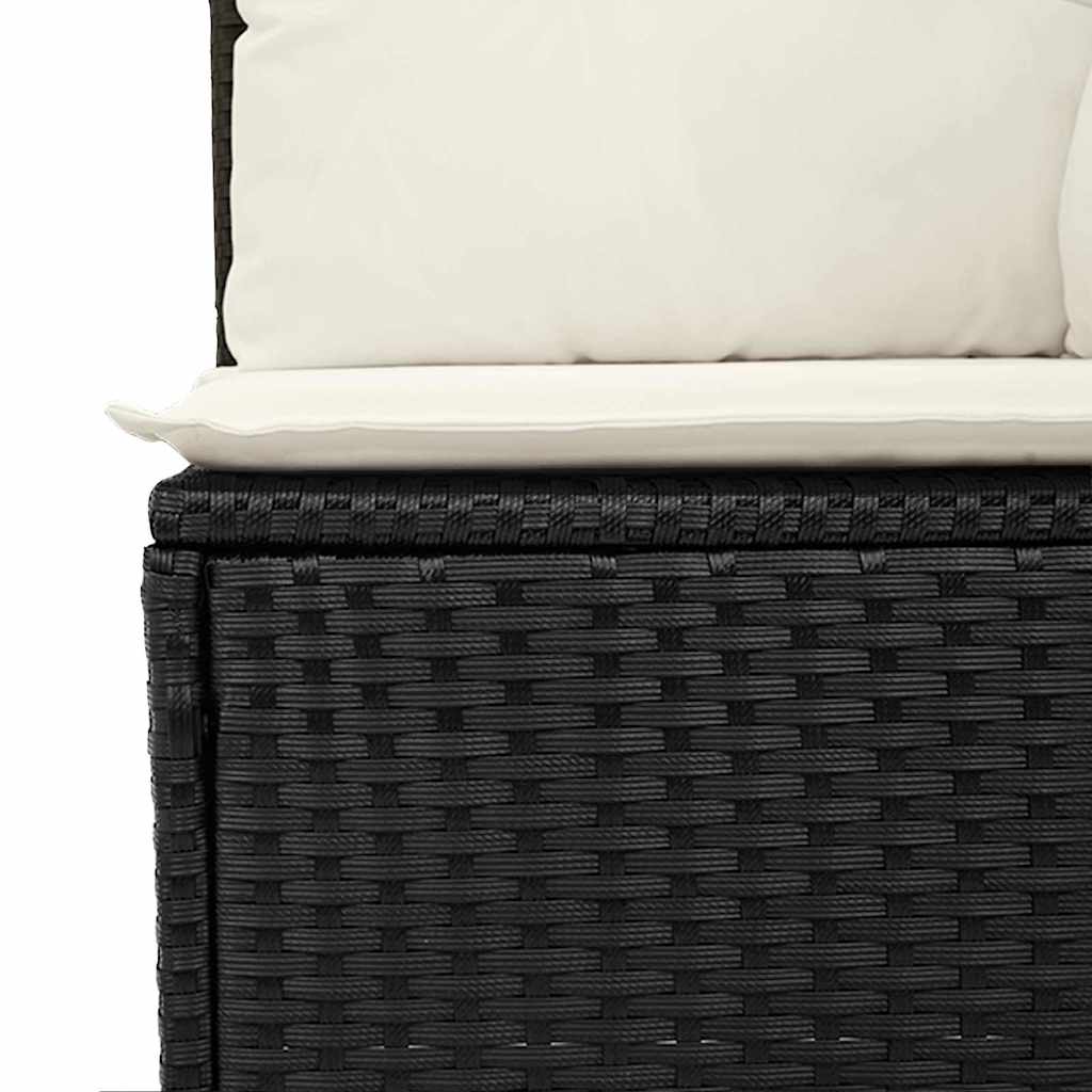 Sodo Sofų Rinkinys su saugykla 9 dalių Juoda Poli ratanas