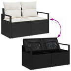 Sodo Sofų Rinkinys su saugykla 8 dalių Juoda Poli ratanas